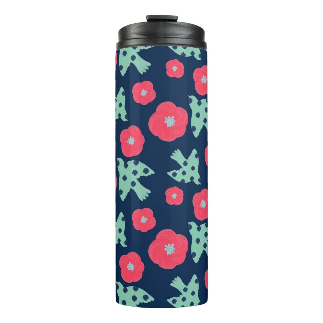 pattern_7_camellia and bird_1 thermal tumbler (Front)
