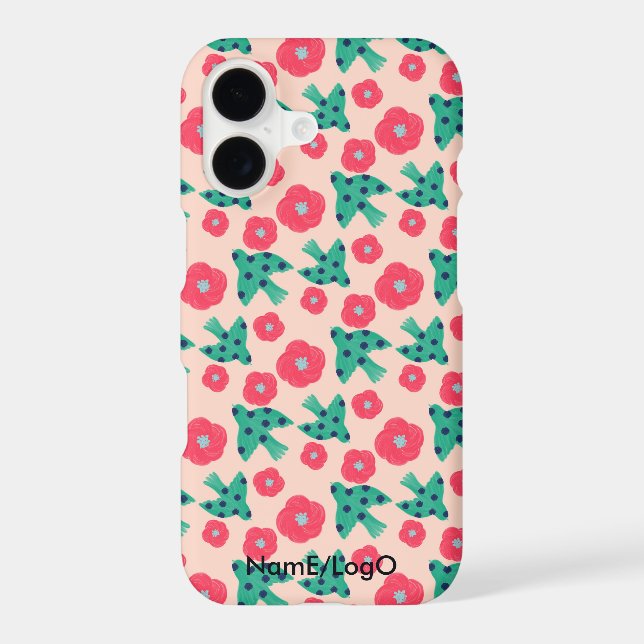 pattern_8_camellia and bird_2 iPhone case (Back)