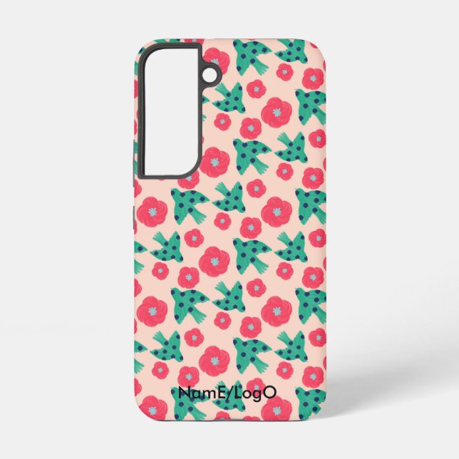 pattern_8_camellia and bird_2 samsung galaxy s22 case (Back)