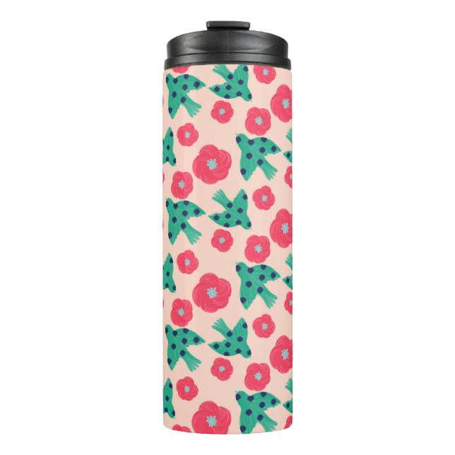 pattern_8_camellia and bird_2 thermal tumbler (Front)