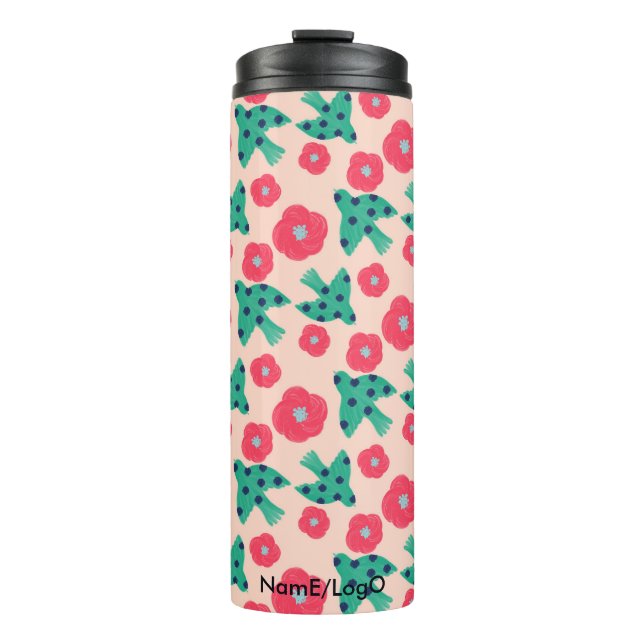 pattern_8_camellia and bird_2 thermal tumbler (Front)