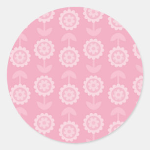 Pattern Abstract Art Pink Floral Flowers Classic Round Sticker