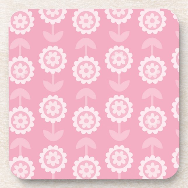 Pattern Abstract Art Pink Floral Flowers Coaster (Front)