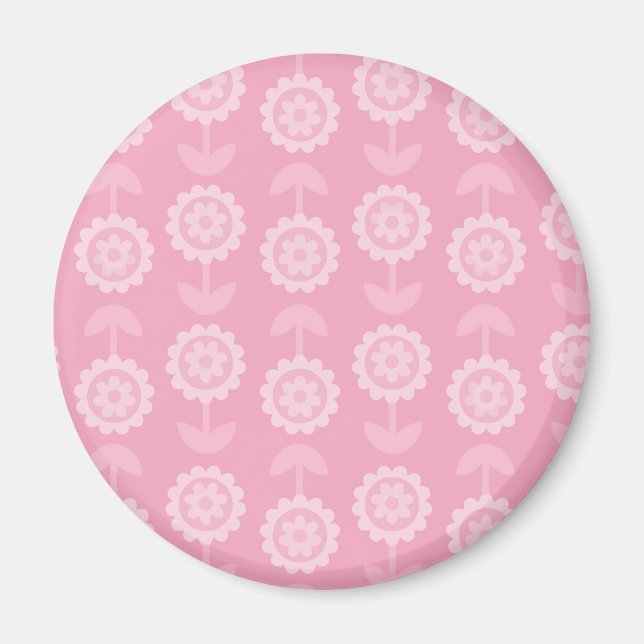 Pattern Abstract Art Pink Floral Flowers Magnet (Front)
