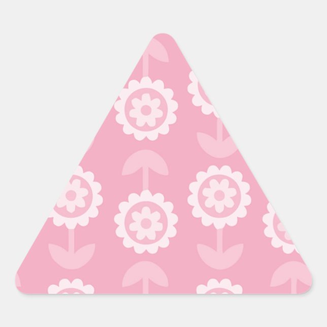 Pattern Abstract Art Pink Floral Flowers Triangle Sticker (Front)