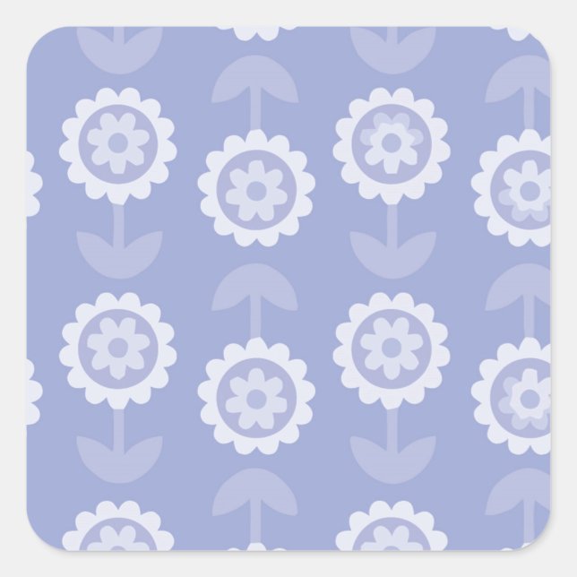 Pattern Abstract Art purple Floral Flowers Square Sticker (Front)