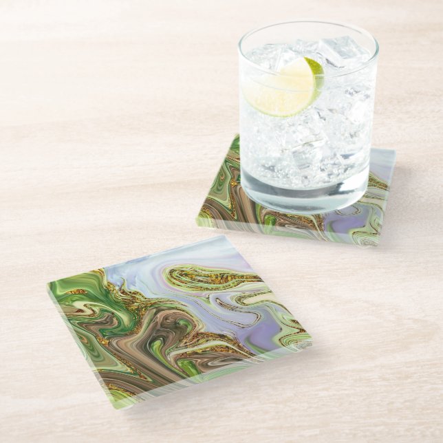 pattern abstract glass coaster (Angled)