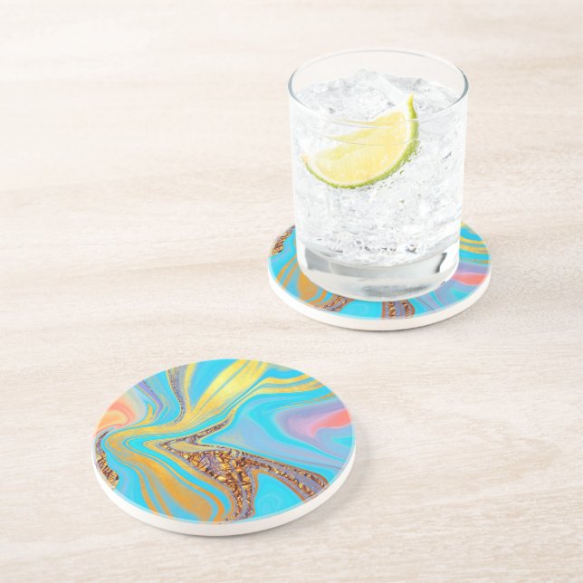 pattern abstract marbled coaster (Side)