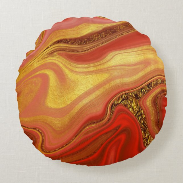 pattern abstract marbled round cushion (Front)