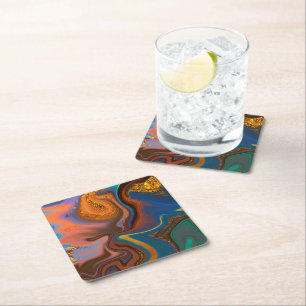 pattern abstract marbled square paper coaster