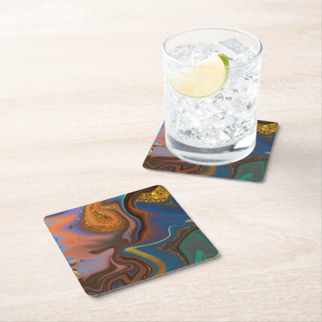 pattern abstract marbled square paper coaster (Insitu)