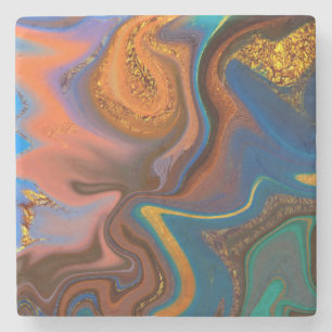 pattern abstract marbled stone coaster