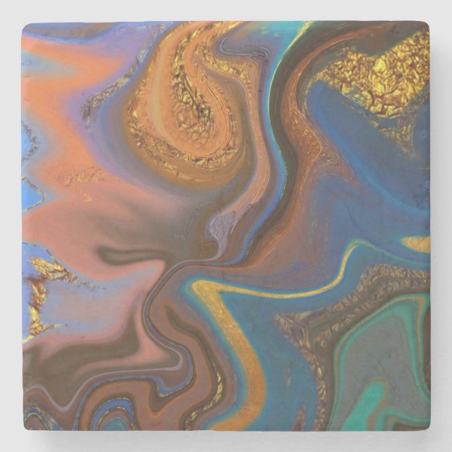 pattern abstract marbled stone coaster (Front)