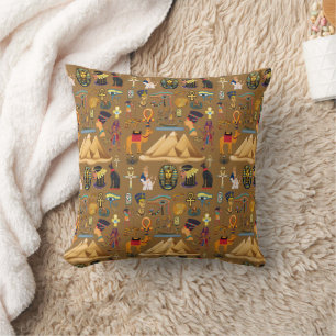 Pattern Ancient Egyptian Hieroglyphic Symbol Cushion