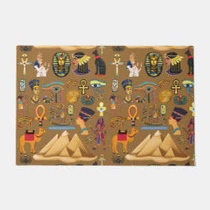 Pattern Ancient Egyptian Hieroglyphic Symbol  Doormat