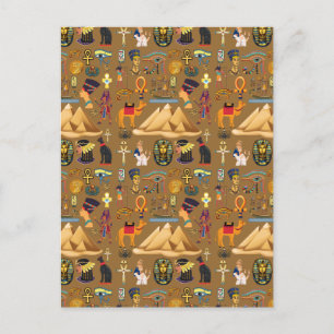 Pattern Ancient Egyptian Hieroglyphic Symbol  Postcard