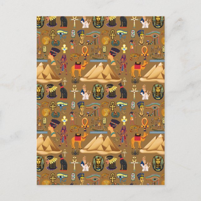 Pattern Ancient Egyptian Hieroglyphic Symbol  Postcard (Front)