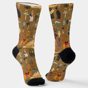 Pattern Ancient Egyptian Hieroglyphic Symbol  Socks
