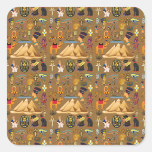 Pattern Ancient Egyptian Hieroglyphic Symbol  Square Sticker