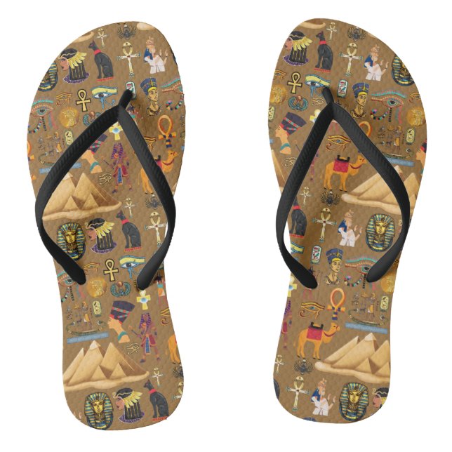 Pattern Ancient Egyptian Hieroglyphic Symbol  Thongs (Footbed)