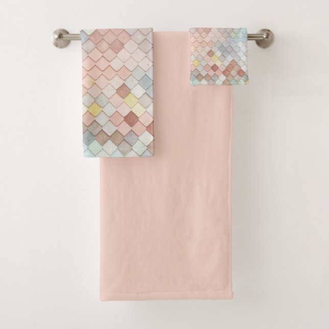 Pattern Art Cute Pastel Patterns Geometric Design  Bath Towel Set (Insitu)