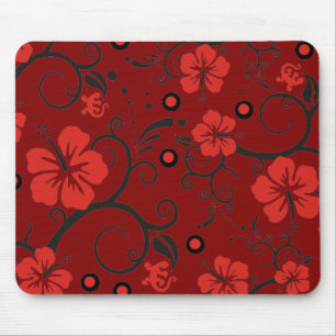 Pattern ARTs - hibiscus decor   darkred Mouse Pad