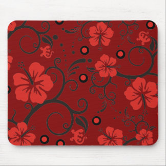 Pattern ARTs - hibiscus decor | darkred Mouse Pad