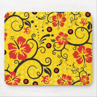 Pattern ARTs - hibiscus decor | yellow dots Mouse Pad