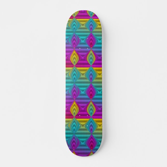 Pattern ARTs - stripes 3D coloured 21 Skateboard (Front)