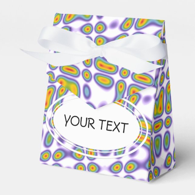Pattern - Aura coloured + your colour & text Favour Box (Front Side)
