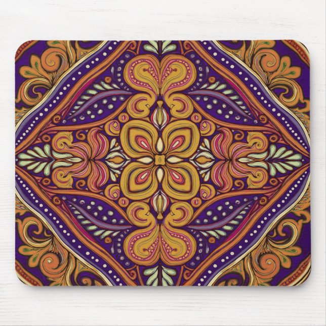 Pattern Batik Yellow Blue Mouse Pad (Front)