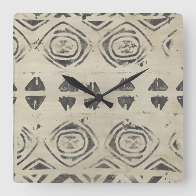 Pattern Bazaar - Rounded and Geometric Shapes Square Wall Clock (Front)
