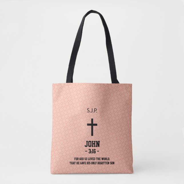 Pattern Bible Quote Chapter And Verse Christian Tote Bag (Front)
