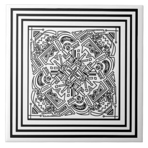 Pattern black and white ceramic tile