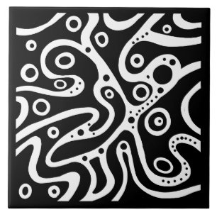 Pattern black and white ceramic tile