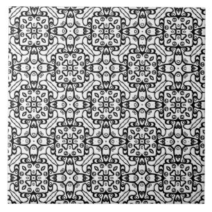 Pattern black and white ceramic tile