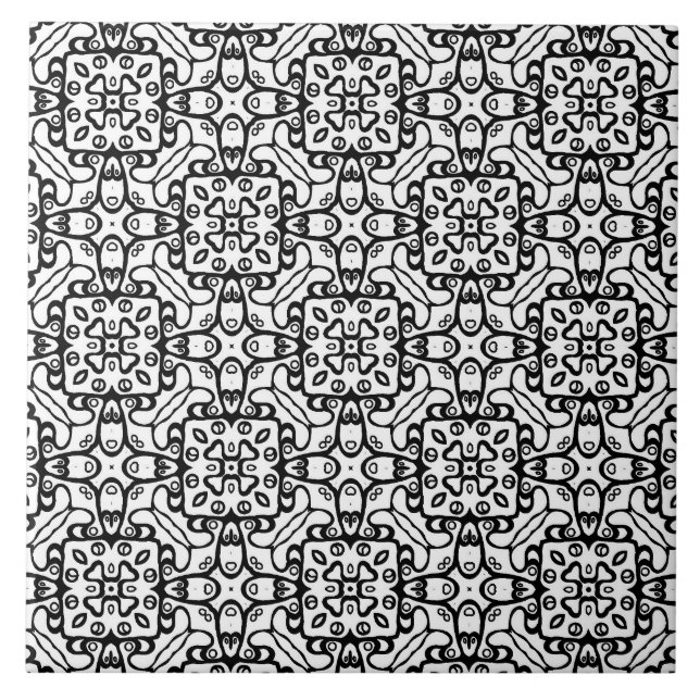 Pattern black and white ceramic tile (Front)