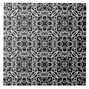 Pattern black and white ceramic tile