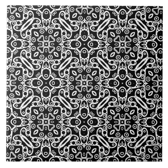 Pattern black and white ceramic tile (Front)
