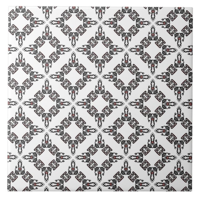Pattern black and white ceramic tile (Front)