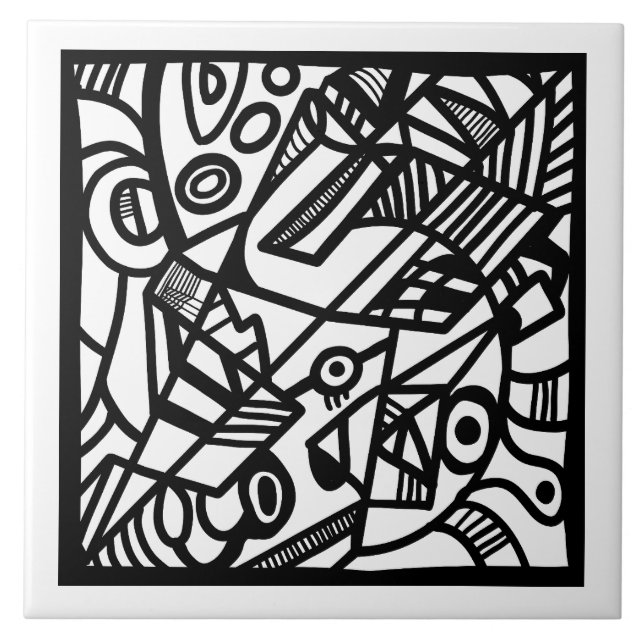 Pattern black and white ceramic tile (Front)