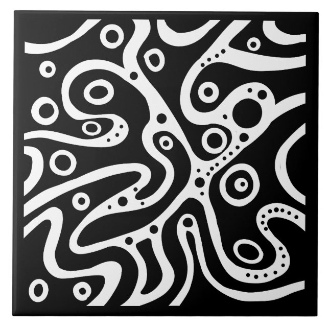 Pattern black and white ceramic tile (Front)