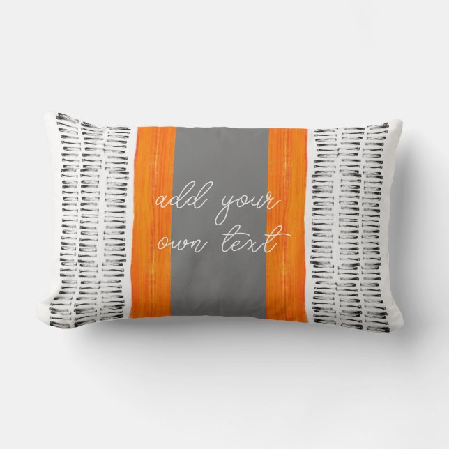  pattern black white and orange boho add  text   lumbar cushion (Front)