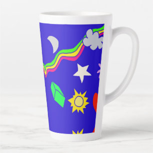 Pattern blue aluminium water bottle latte mug