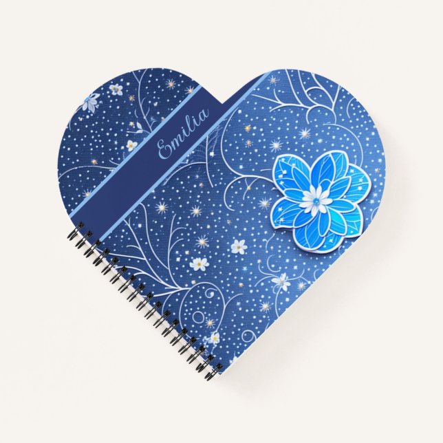 pattern blue and white with flowers notebook (Front)