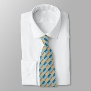Pattern - Blue Brown Sand Beige Turquoise Tie