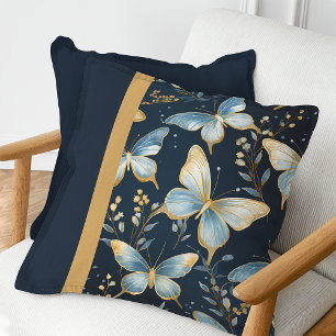 Pattern Blue Butterfly Throw Pillow