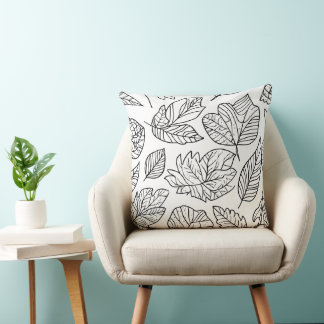 Pattern Botanical Leaves - Elegant Natural Design Cushion