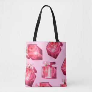 Pattern bottles of woman perfume tote bag