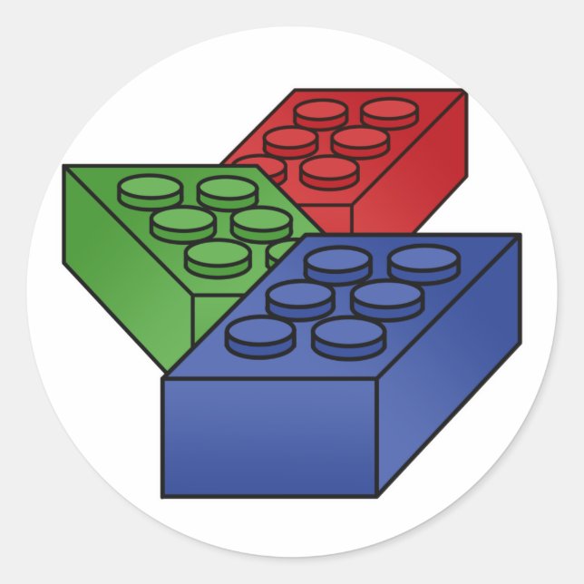 Pattern - Bright Building Blocks Classic Round Sticker (Front)